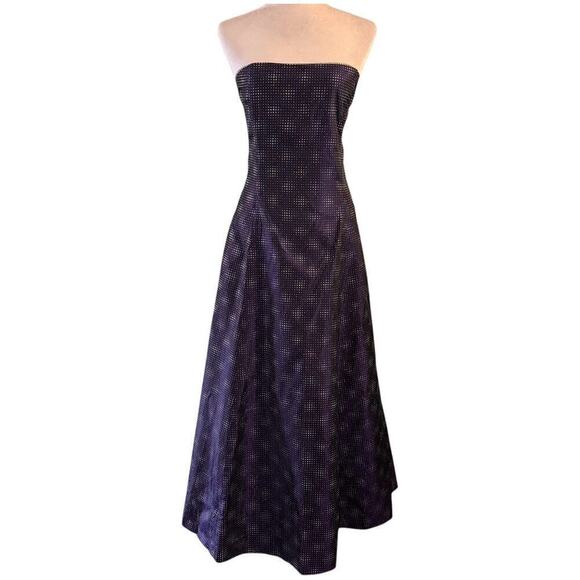 Vintage McClintock 90s Prom Dress Ball Gown Blue Y2K Goth Corset Princess Sz 16 - Picture 1 of 13